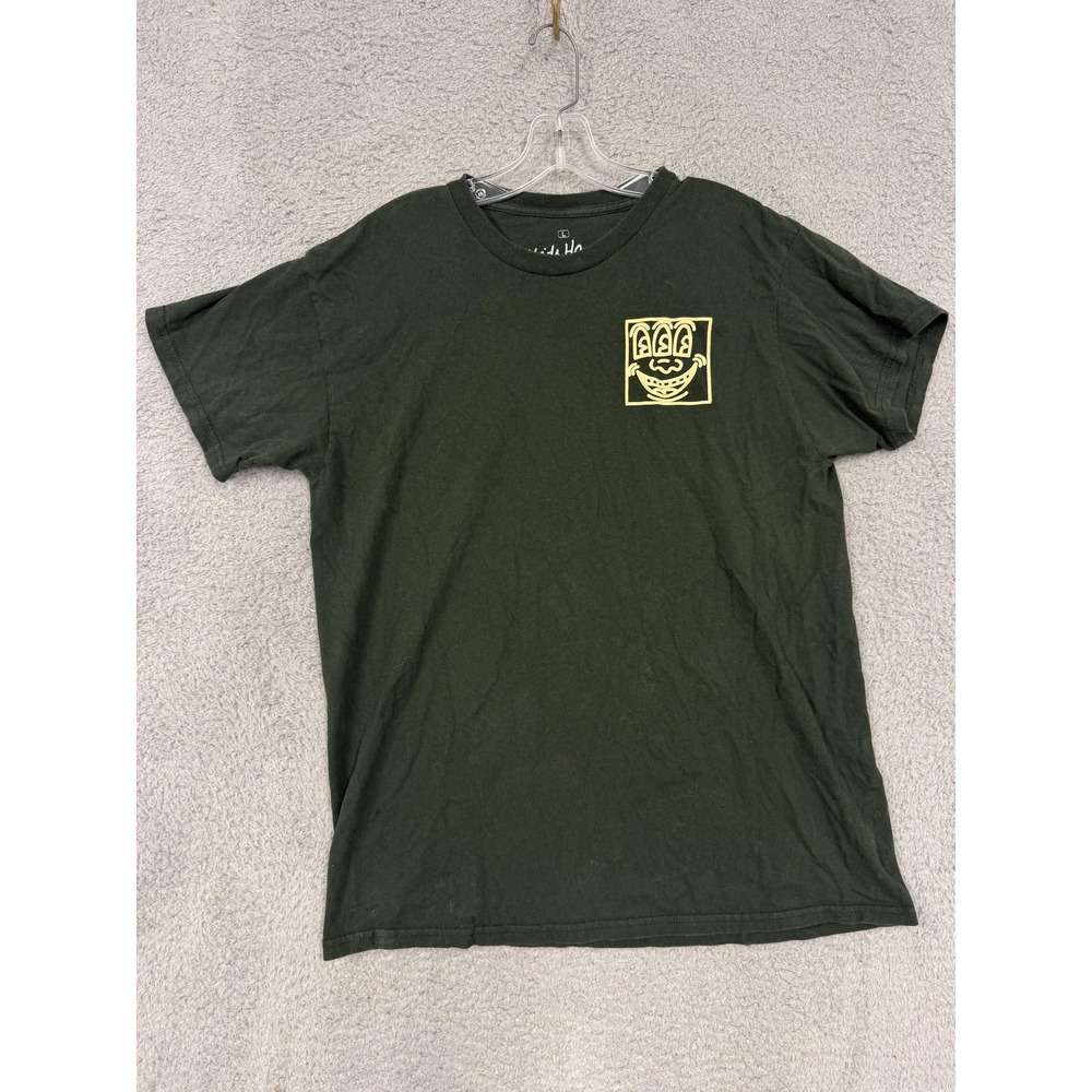 Keith Haring Shirt Mens Large Black Three Eyed Smiling Face Graphic Art Tee
